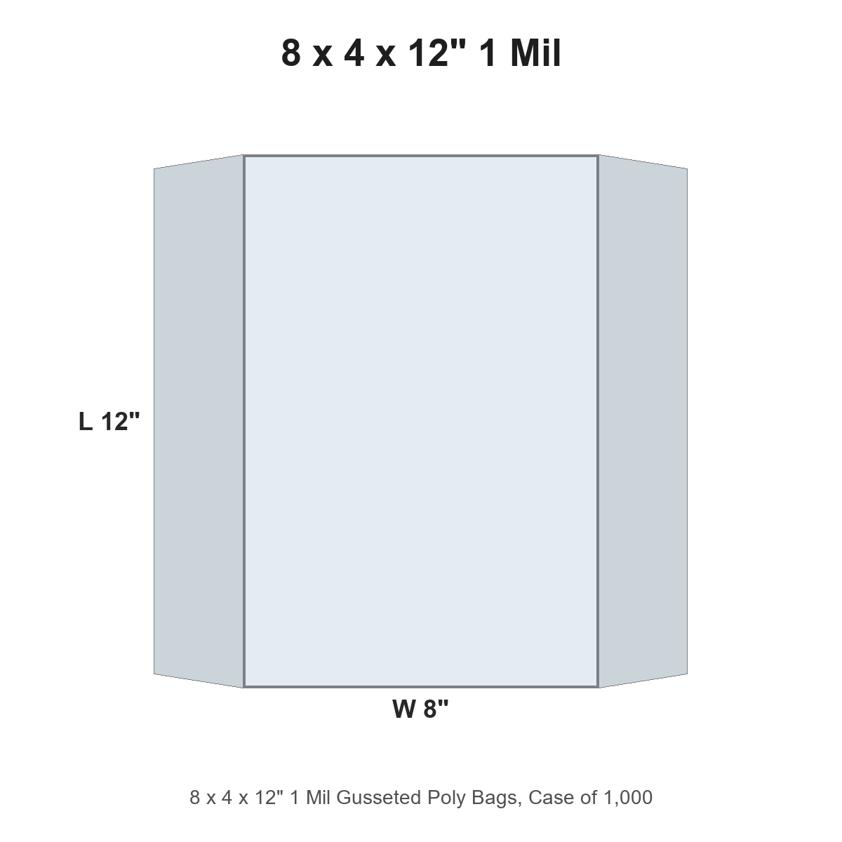 8 x 4 x 12" 1 Mil Gusseted Poly Bags