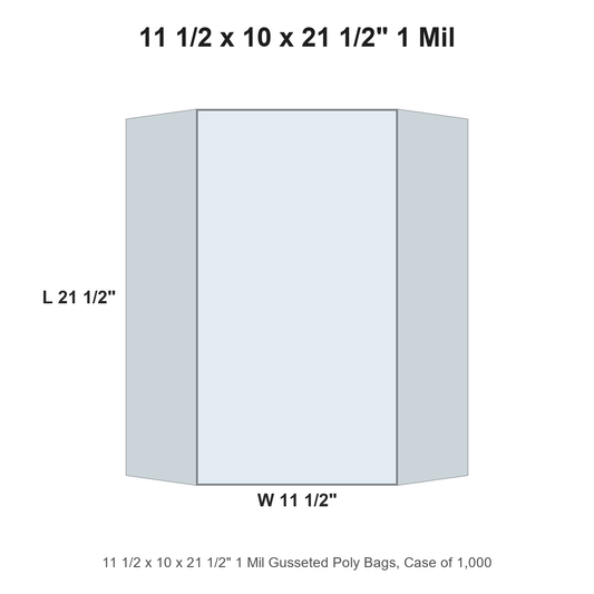 11 1/2 x 10 x 21 1/2" 1 Mil Gusseted Poly Bags