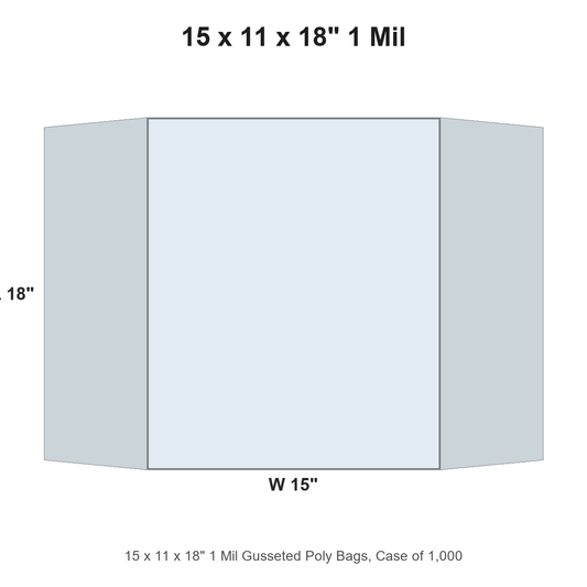 15 x 11 x 18" 1 Mil Gusseted Poly Bags