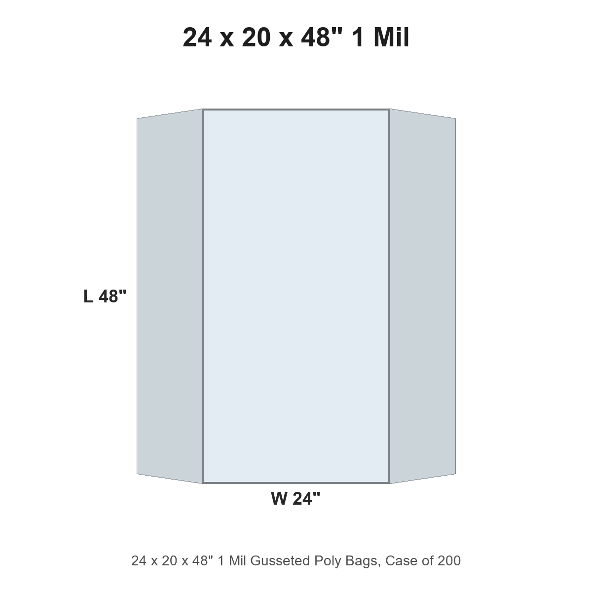 24 x 20 x 48" 1 Mil Gusseted Poly Bags