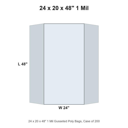 24 x 20 x 48" 1 Mil Gusseted Poly Bags