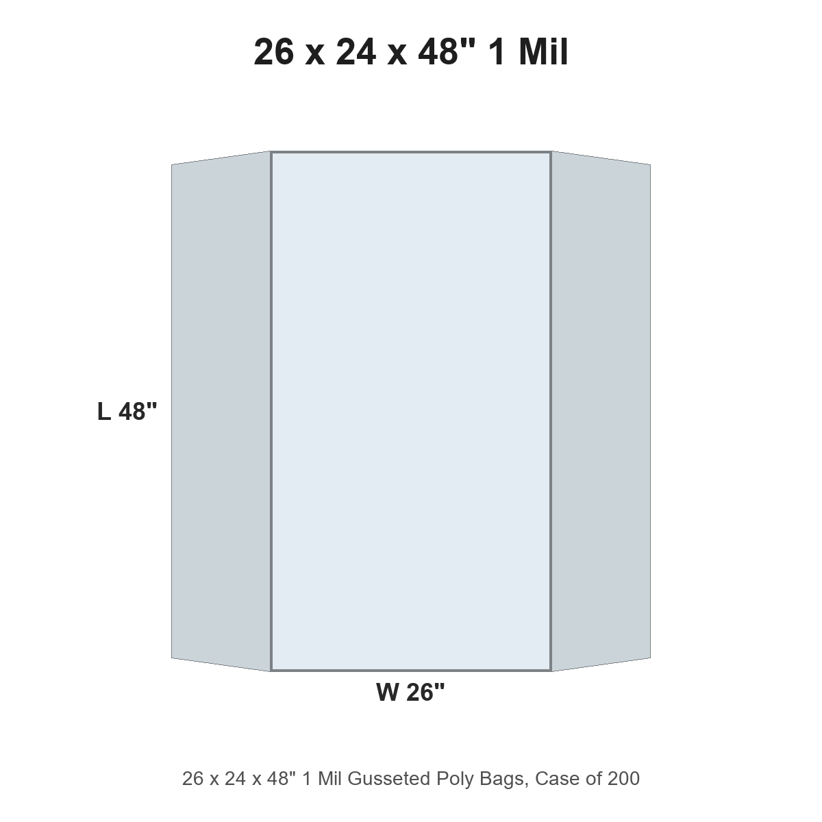 26 x 24 x 48" 1 Mil Gusseted Poly Bags