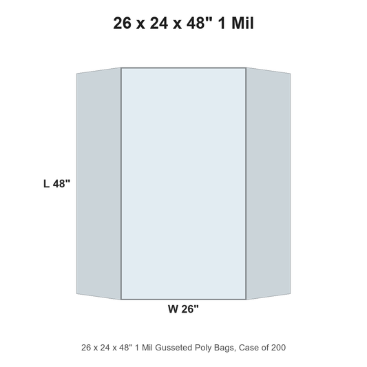 26 x 24 x 48" 1 Mil Gusseted Poly Bags