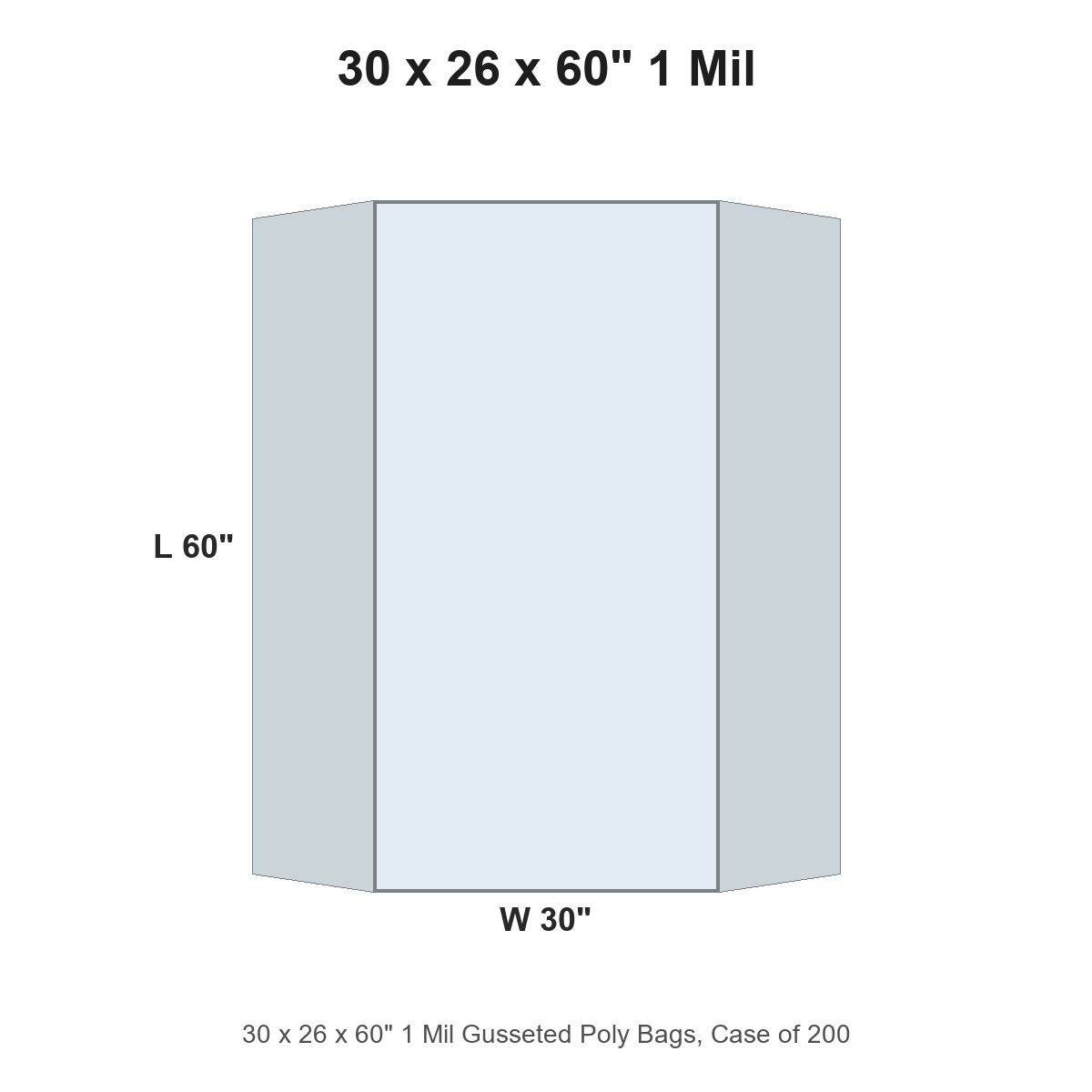 30 x 26 x 60" 1 Mil Gusseted Poly Bags