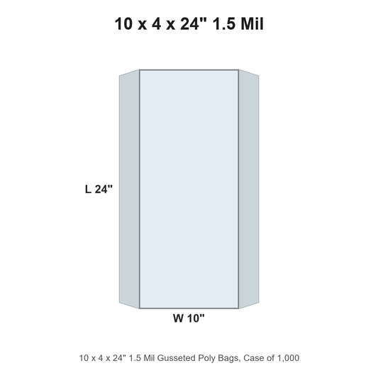 10 x 4 x 24" 1.5 Mil Gusseted Poly Bags