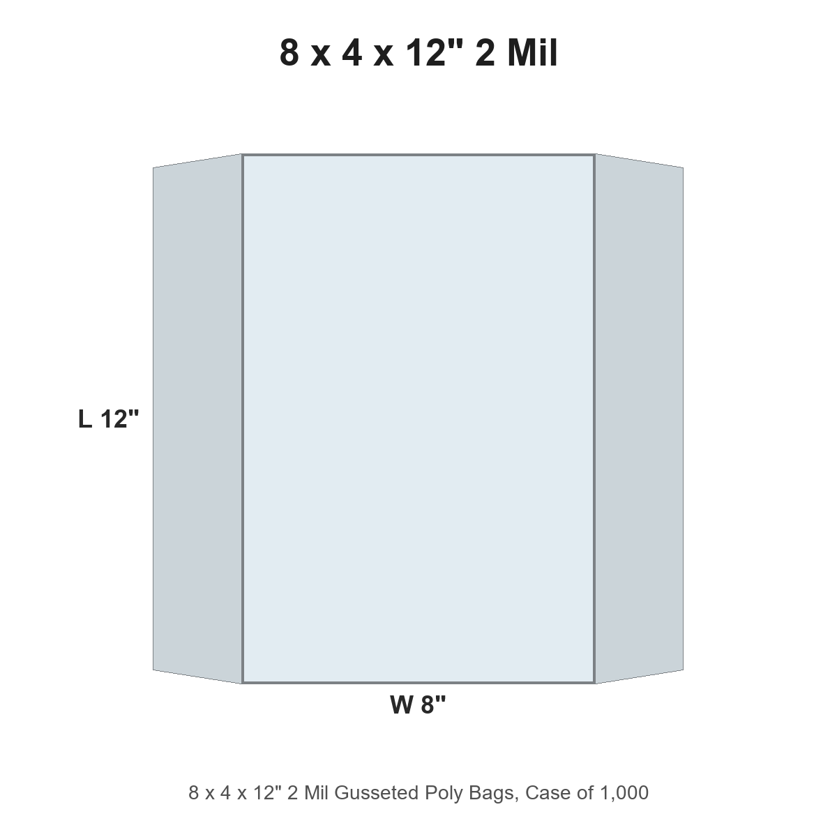 8 x 4 x 12" 2 Mil Gusseted Poly Bags
