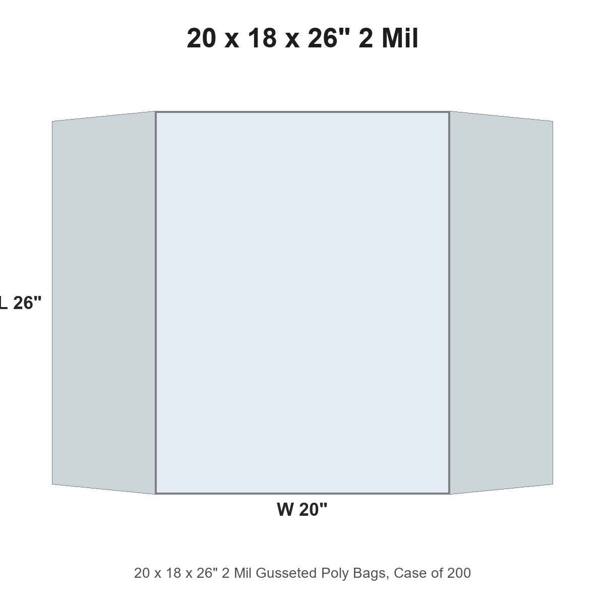 20 x 18 x 26" 2 Mil Gusseted Poly Bags