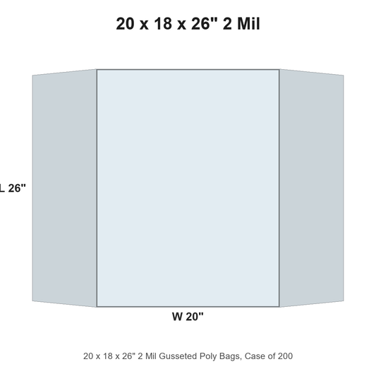 20 x 18 x 26" 2 Mil Gusseted Poly Bags