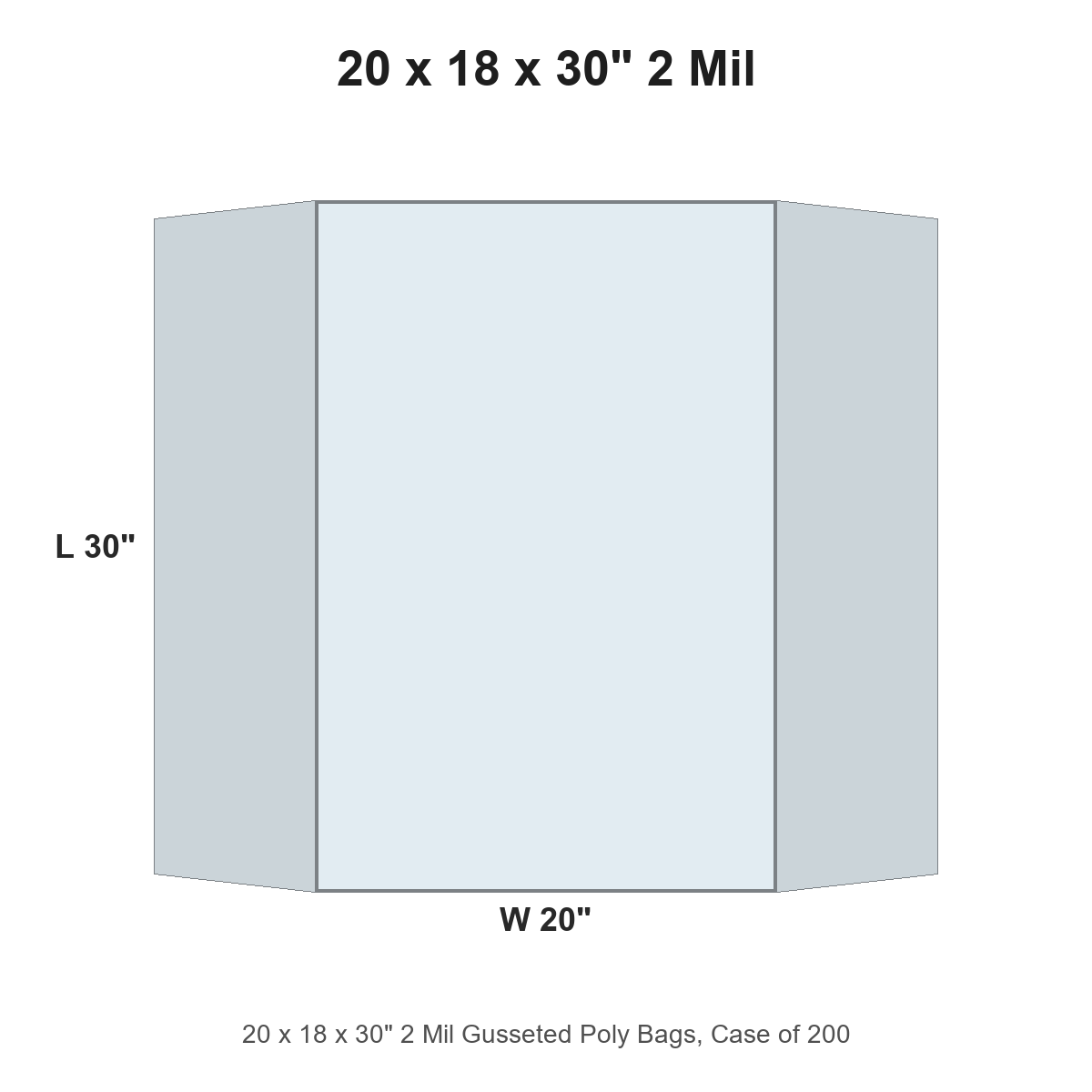 20 x 18 x 30" 2 Mil Gusseted Poly Bags