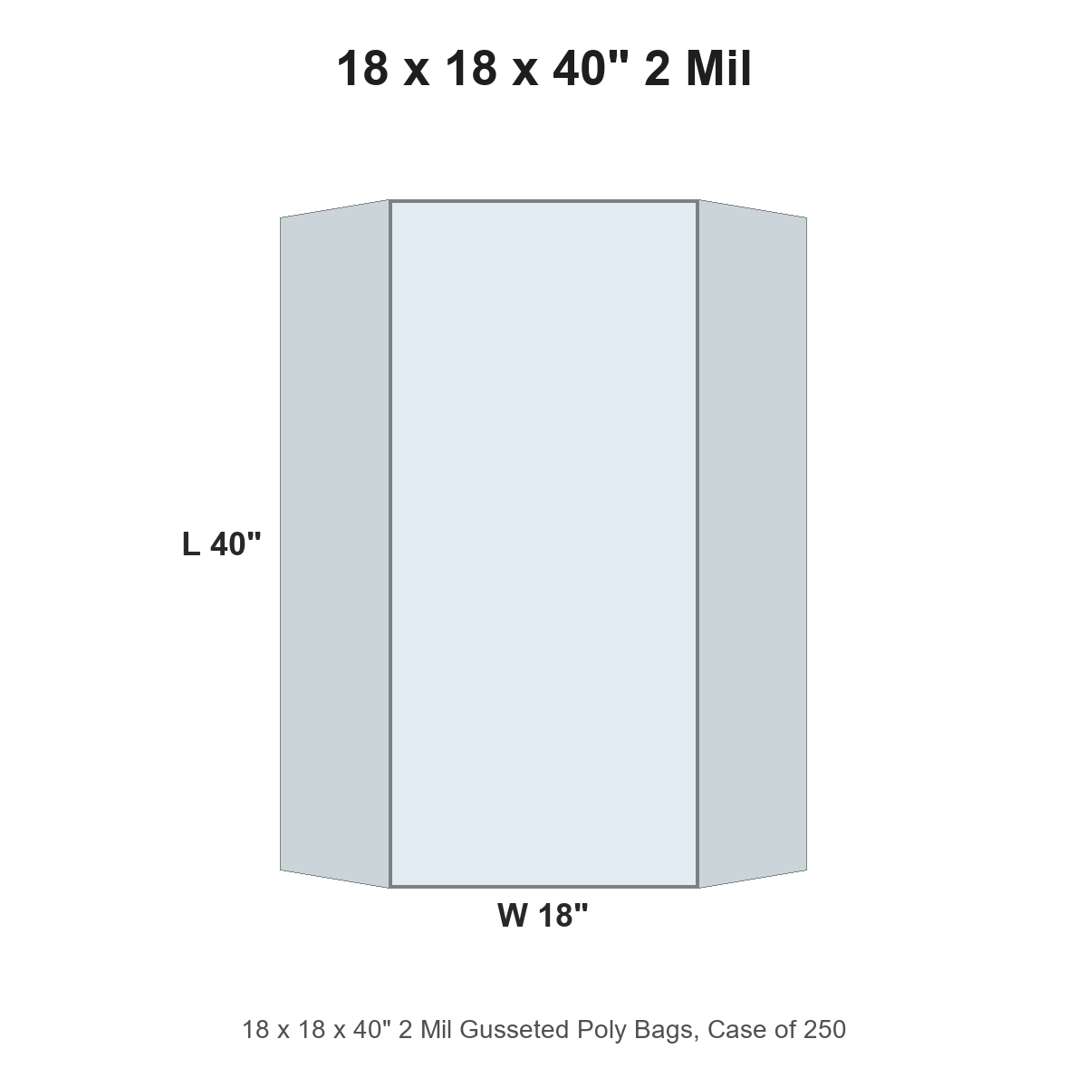 18 x 18 x 40" 2 Mil Gusseted Poly Bags