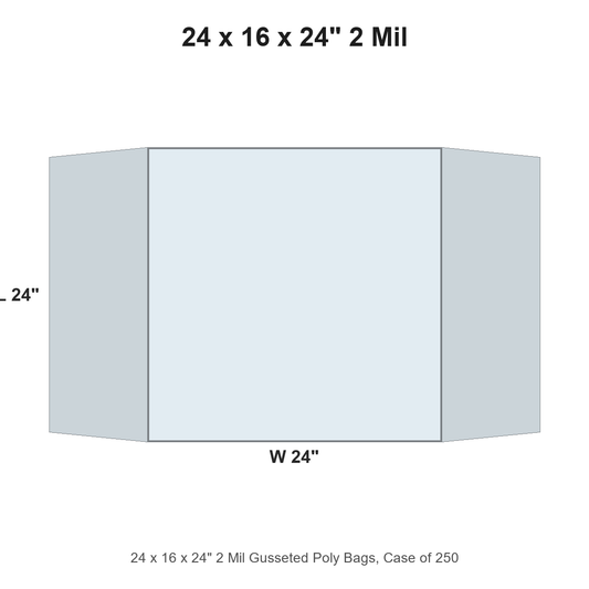 24 x 16 x 24" 2 Mil Gusseted Poly Bags