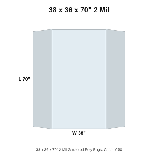 38 x 36 x 70" 2 Mil Gusseted Poly Bags