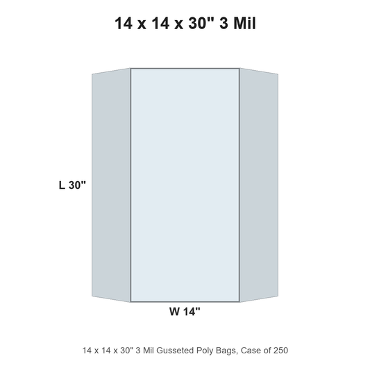 14 x 14 x 30" 3 Mil Gusseted Poly Bags