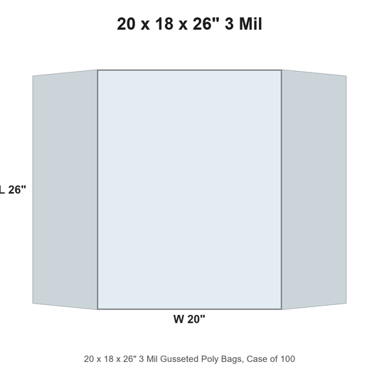 20 x 18 x 26" 3 Mil Gusseted Poly Bags