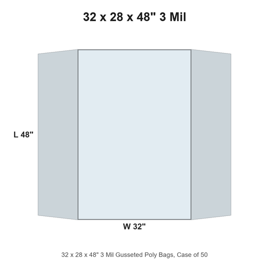 32 x 28 x 48" 3 Mil Gusseted Poly Bags