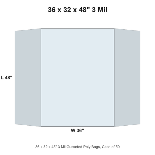 36 x 32 x 48" 3 Mil Gusseted Poly Bags