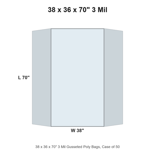 38 x 36 x 70" 3 Mil Gusseted Poly Bags