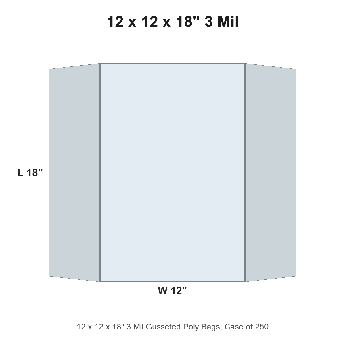 12 x 12 x 18" 3 Mil Gusseted Poly Bags