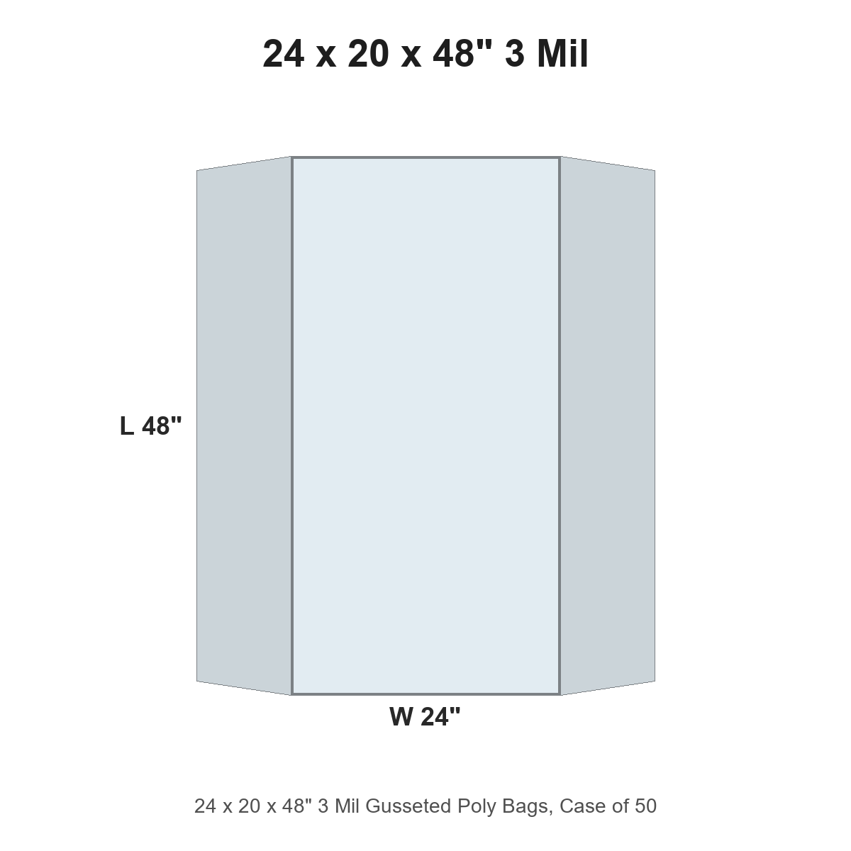 24 x 20 x 48" 3 Mil Gusseted Poly Bags