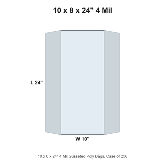 10 x 8 x 24" 4 Mil Gusseted Poly Bags
