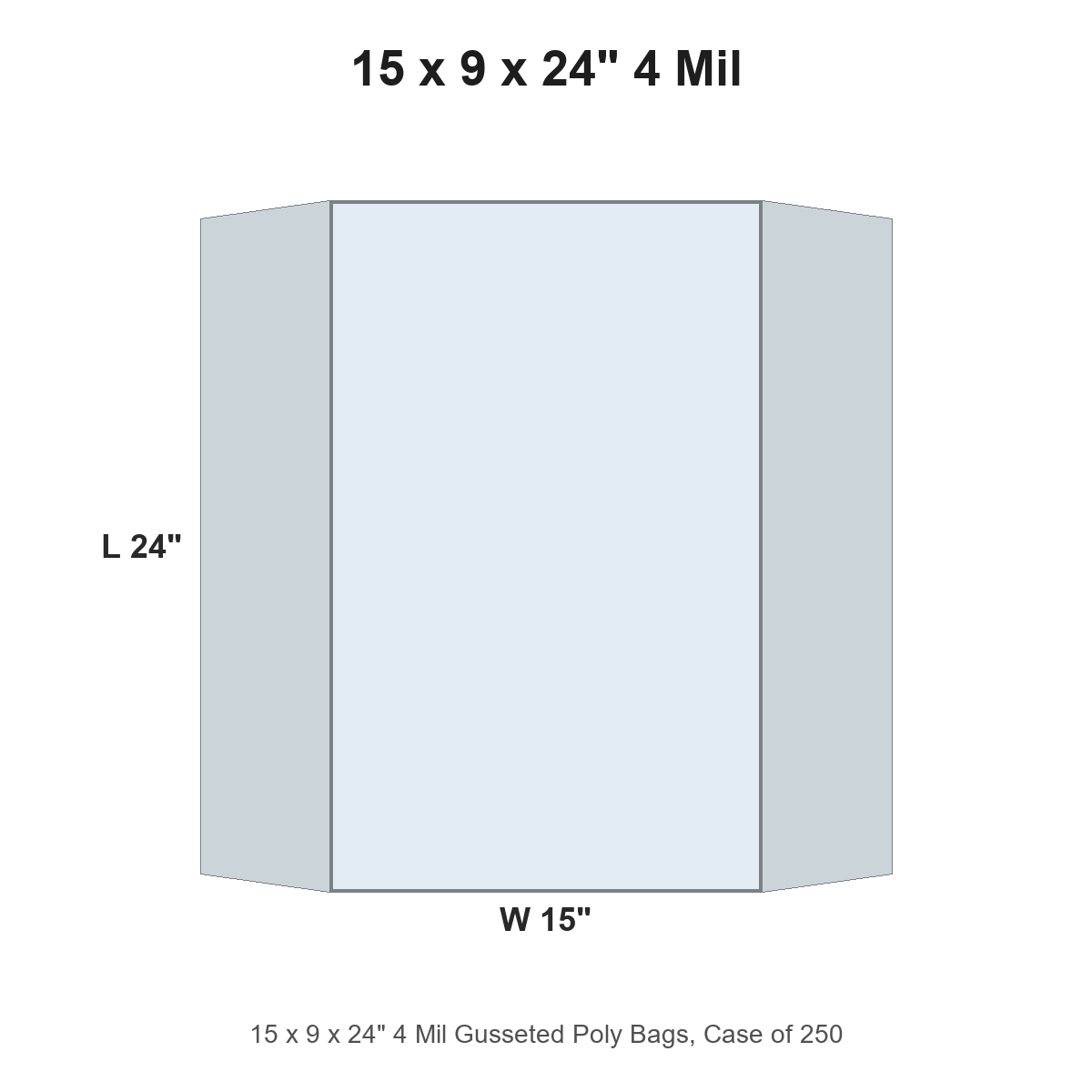 15 x 9 x 24" 4 Mil Gusseted Poly Bags