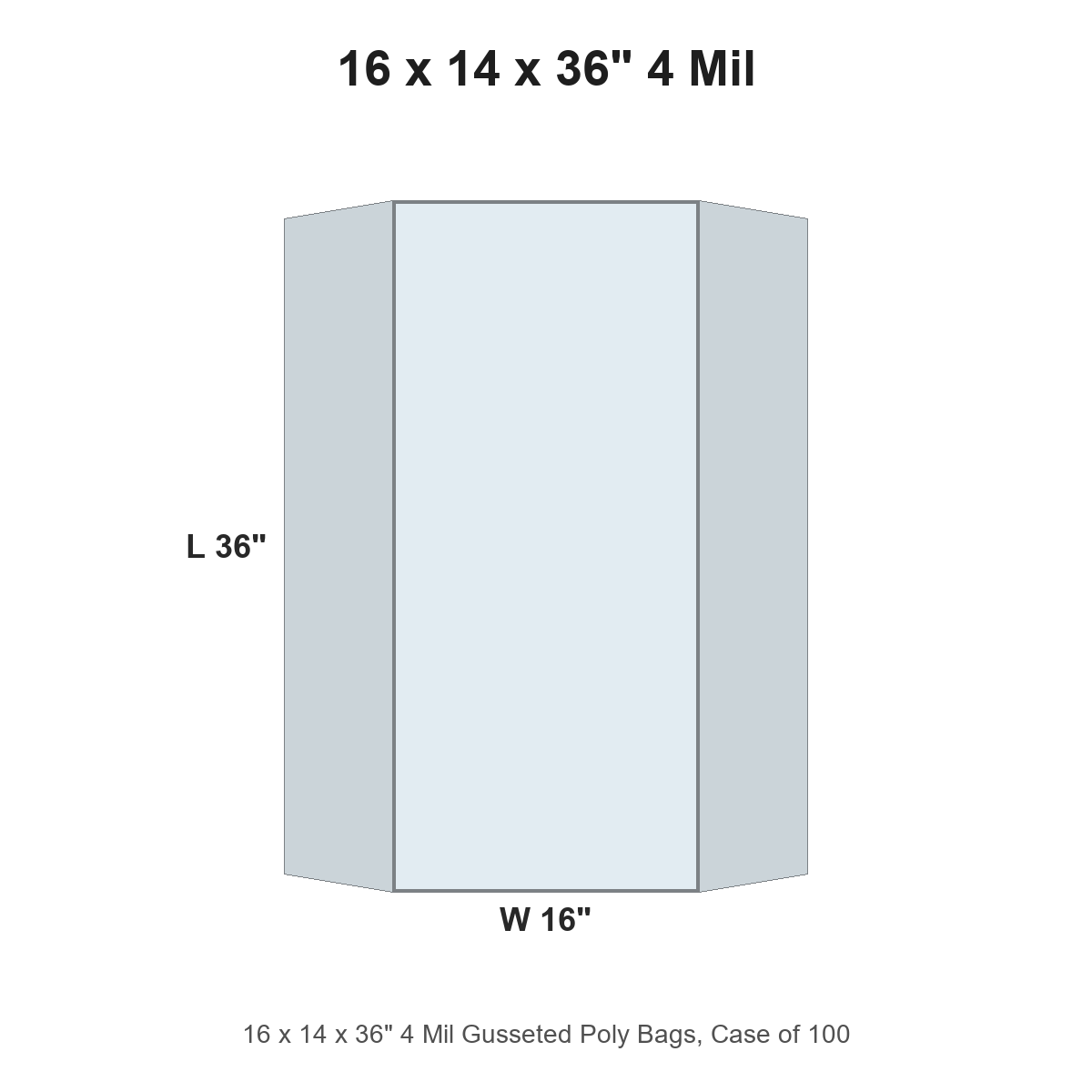 16 x 14 x 36" 4 Mil Gusseted Poly Bags