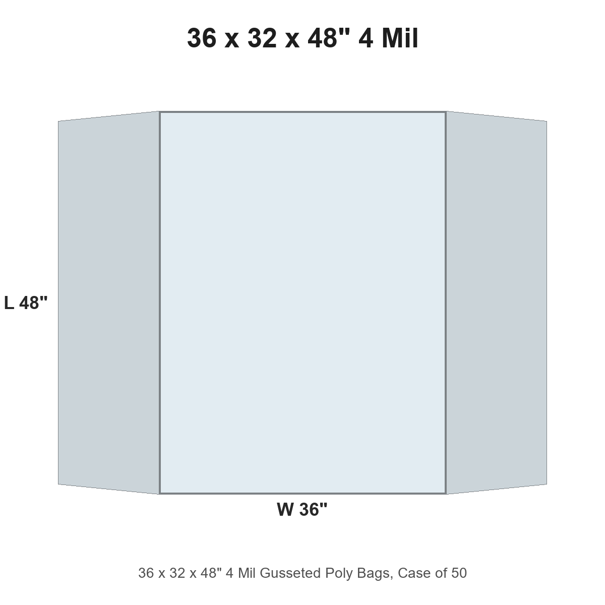 36 x 32 x 48" 4 Mil Gusseted Poly Bags