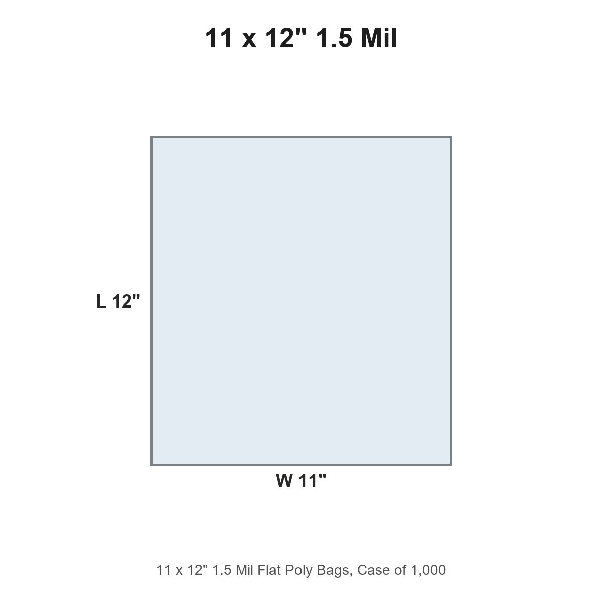 11 x 12" 1.5 Mil Flat Poly Bags