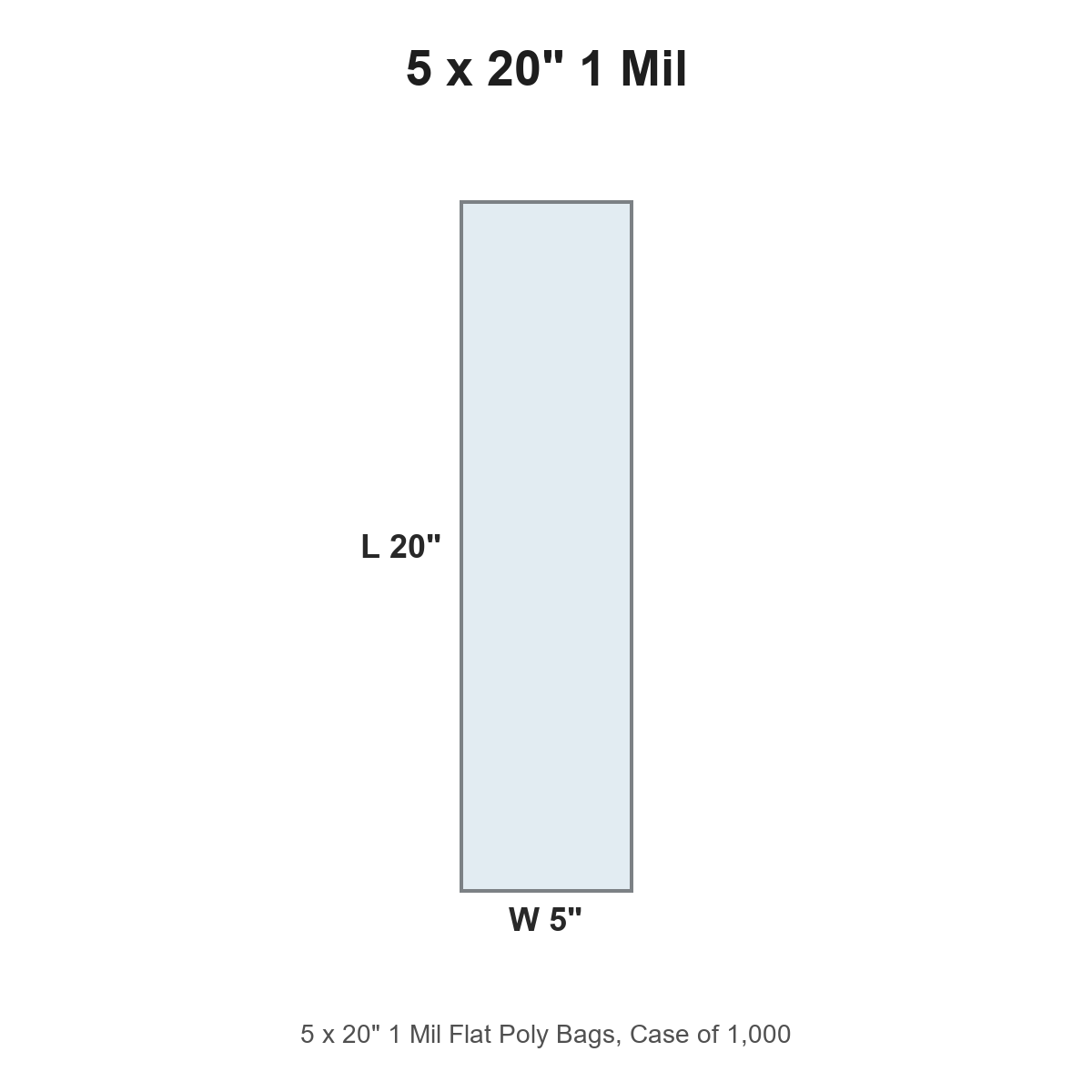 5 x 20" 1 Mil Flat Poly Bags