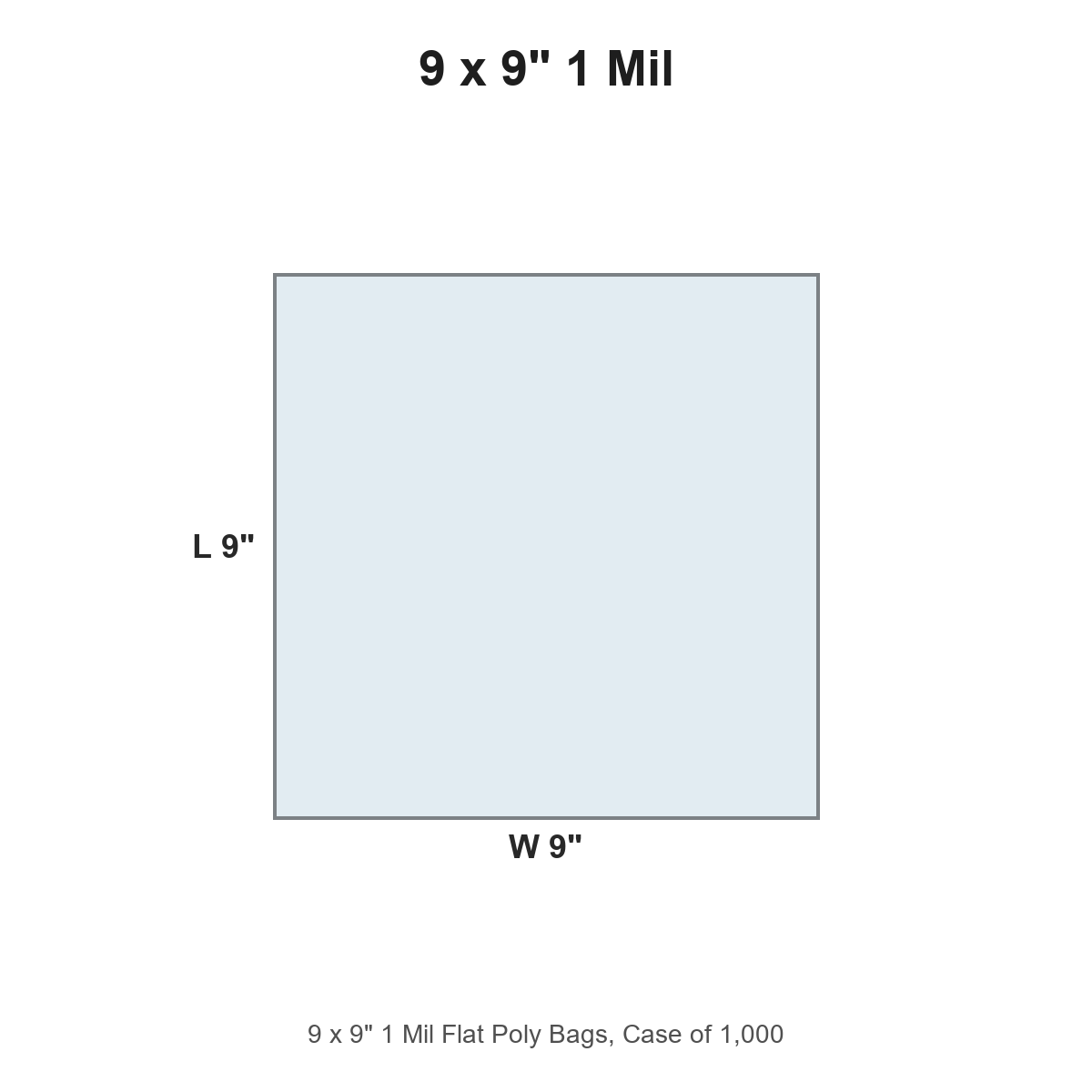 9 x 9" 1 Mil Flat Poly Bags