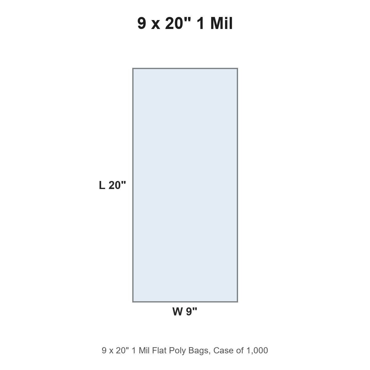 9 x 20" 1 Mil Flat Poly Bags