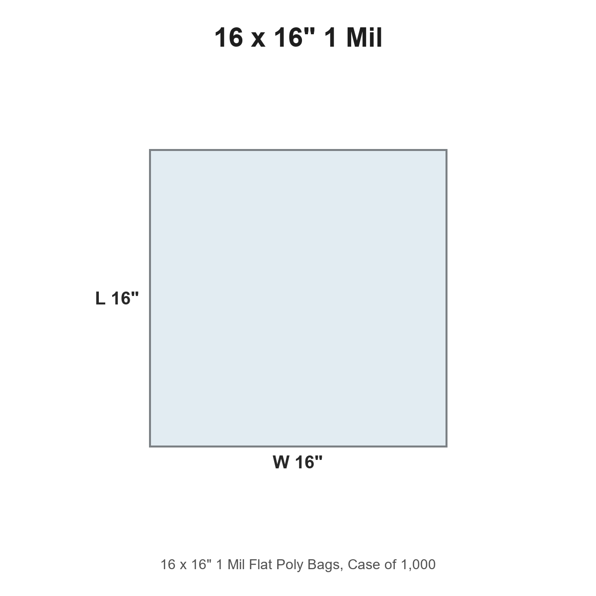 16 x 16" 1 Mil Flat Poly Bags
