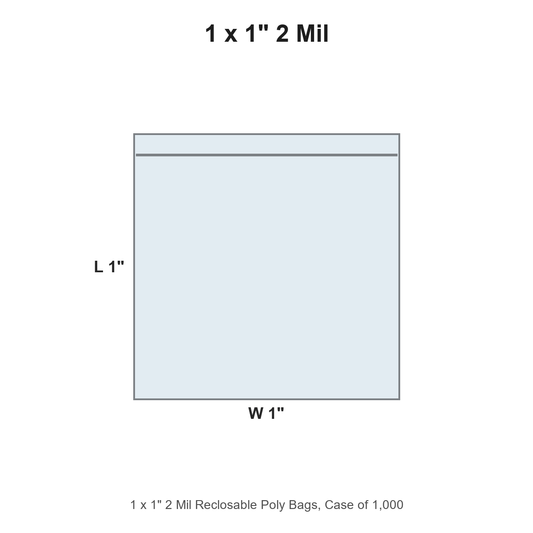 1 x 1" 2 Mil Reclosable Poly Bags