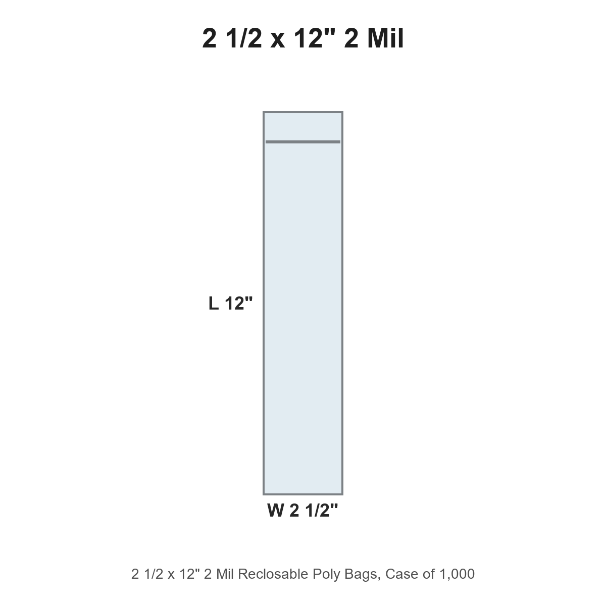 2 1/2 x 12" 2 Mil Reclosable Poly Bags