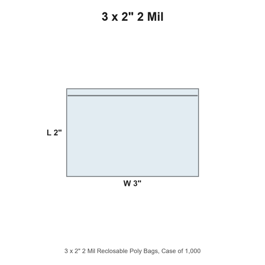 3 x 2" 2 Mil Reclosable Poly Bags