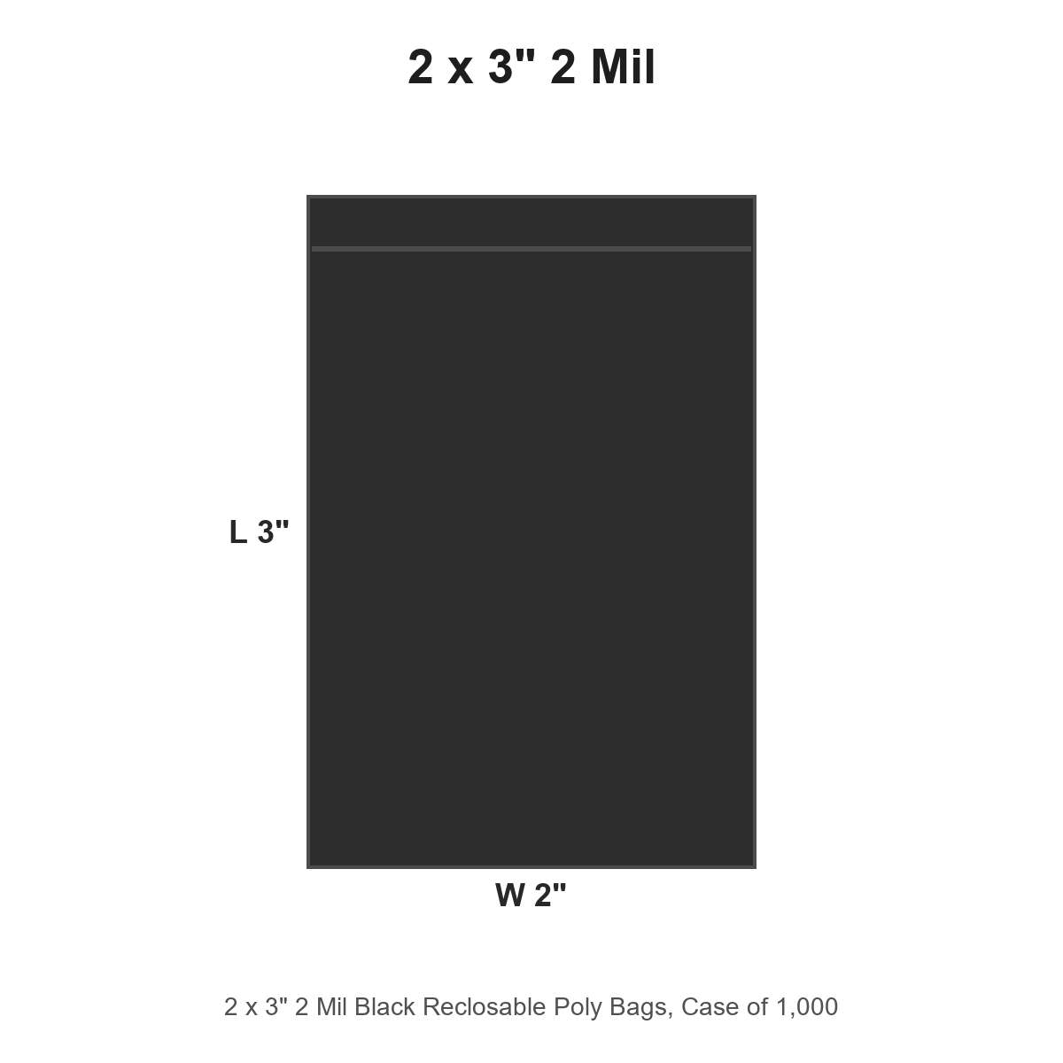 2 x 3" 2 Mil Black Reclosable Poly Bags