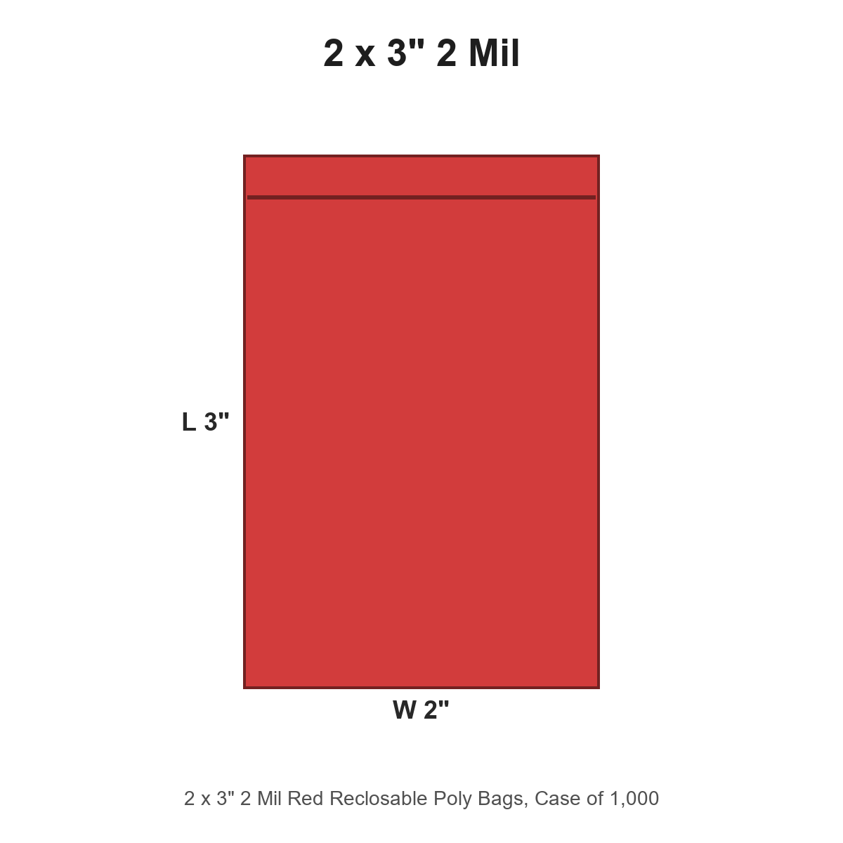 2 x 3" 2 Mil Red Reclosable Poly Bags