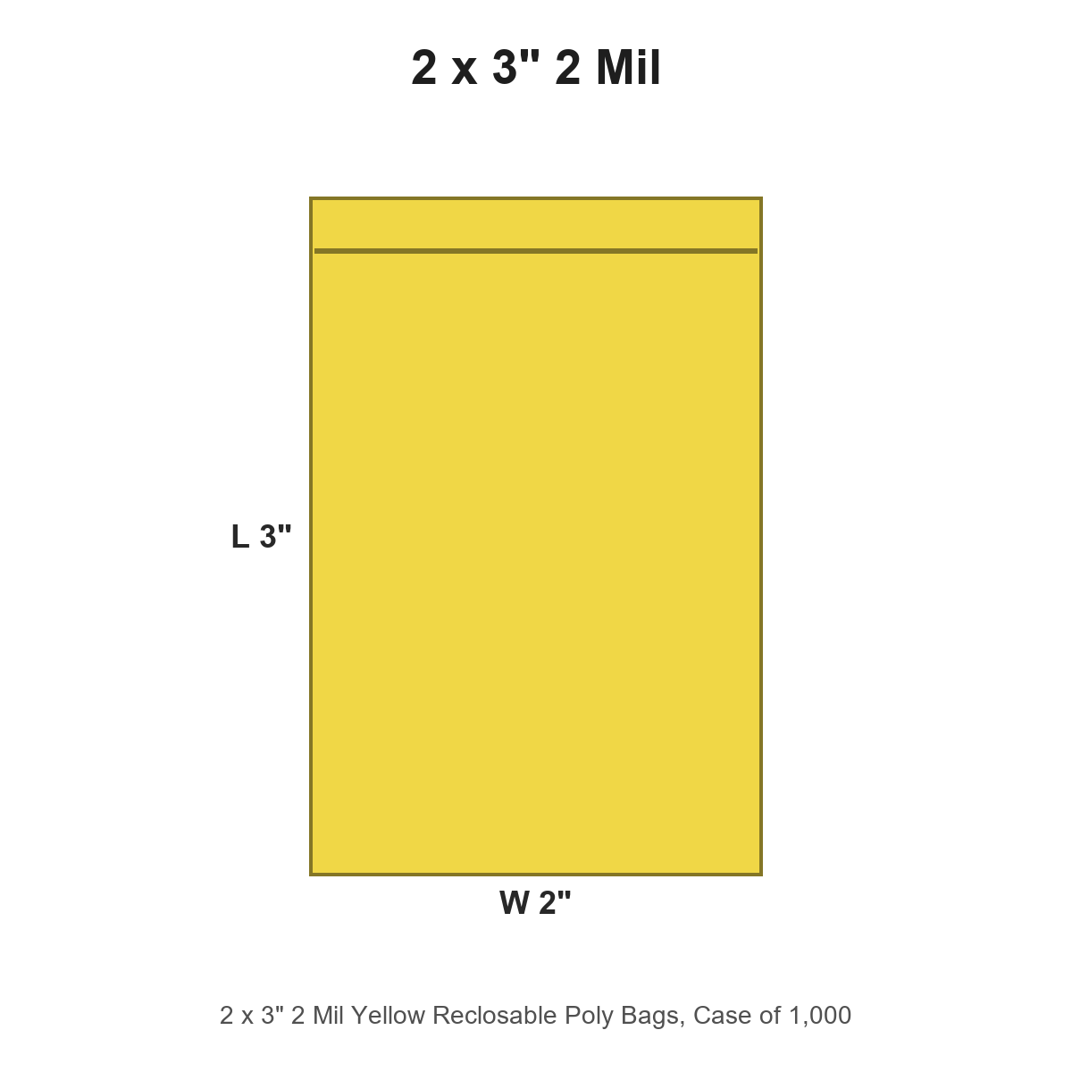 2 x 3" 2 Mil Yellow Reclosable Poly Bags