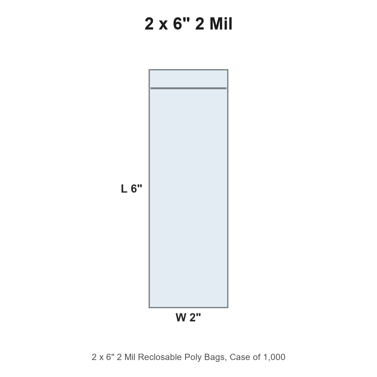 2 x 6" 2 Mil Reclosable Poly Bags