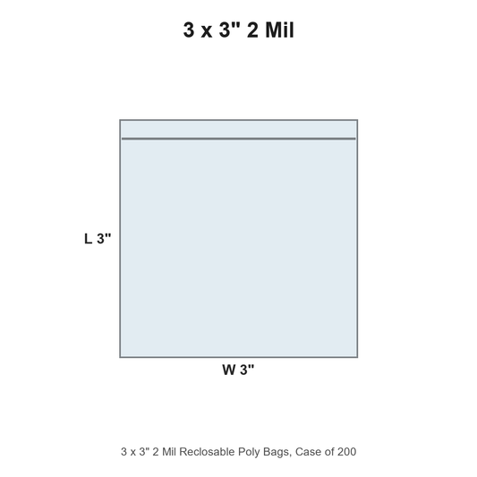 3 x 3" 2 Mil Reclosable Poly Bags