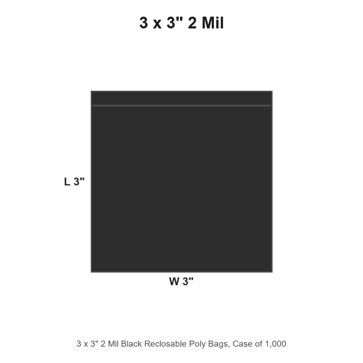 3 x 3" 2 Mil Black Reclosable Poly Bags