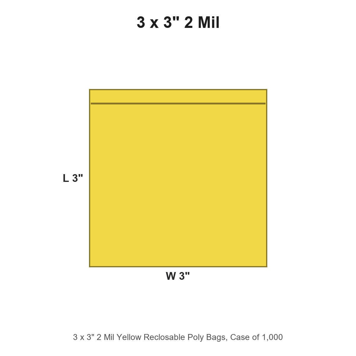 3 x 3" 2 Mil Yellow Reclosable Poly Bags