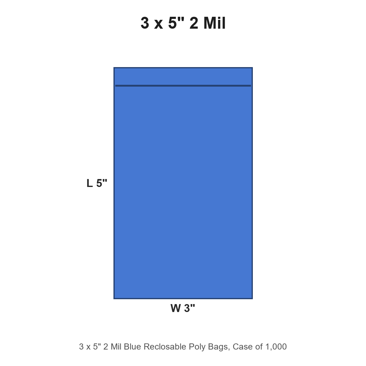 3 x 5" 2 Mil Blue Reclosable Poly Bags