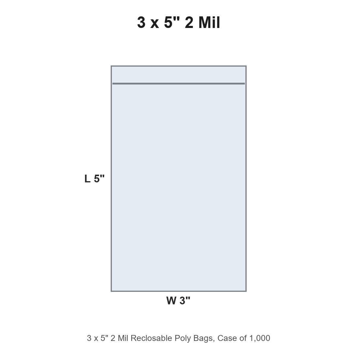3 x 5" 2 Mil Reclosable Poly Bags
