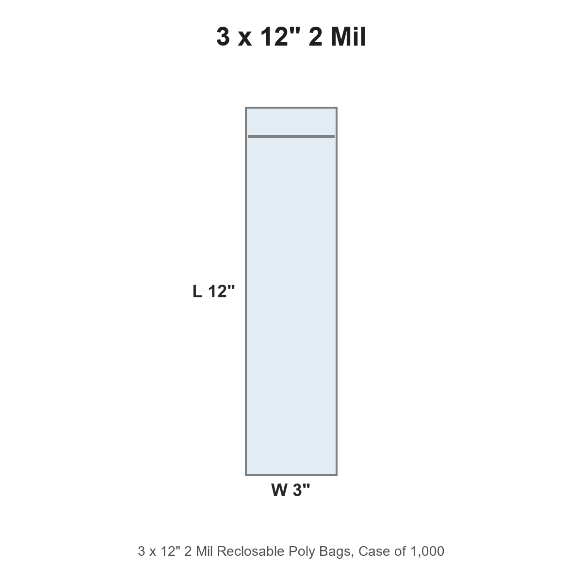 3 x 12" 2 Mil Reclosable Poly Bags
