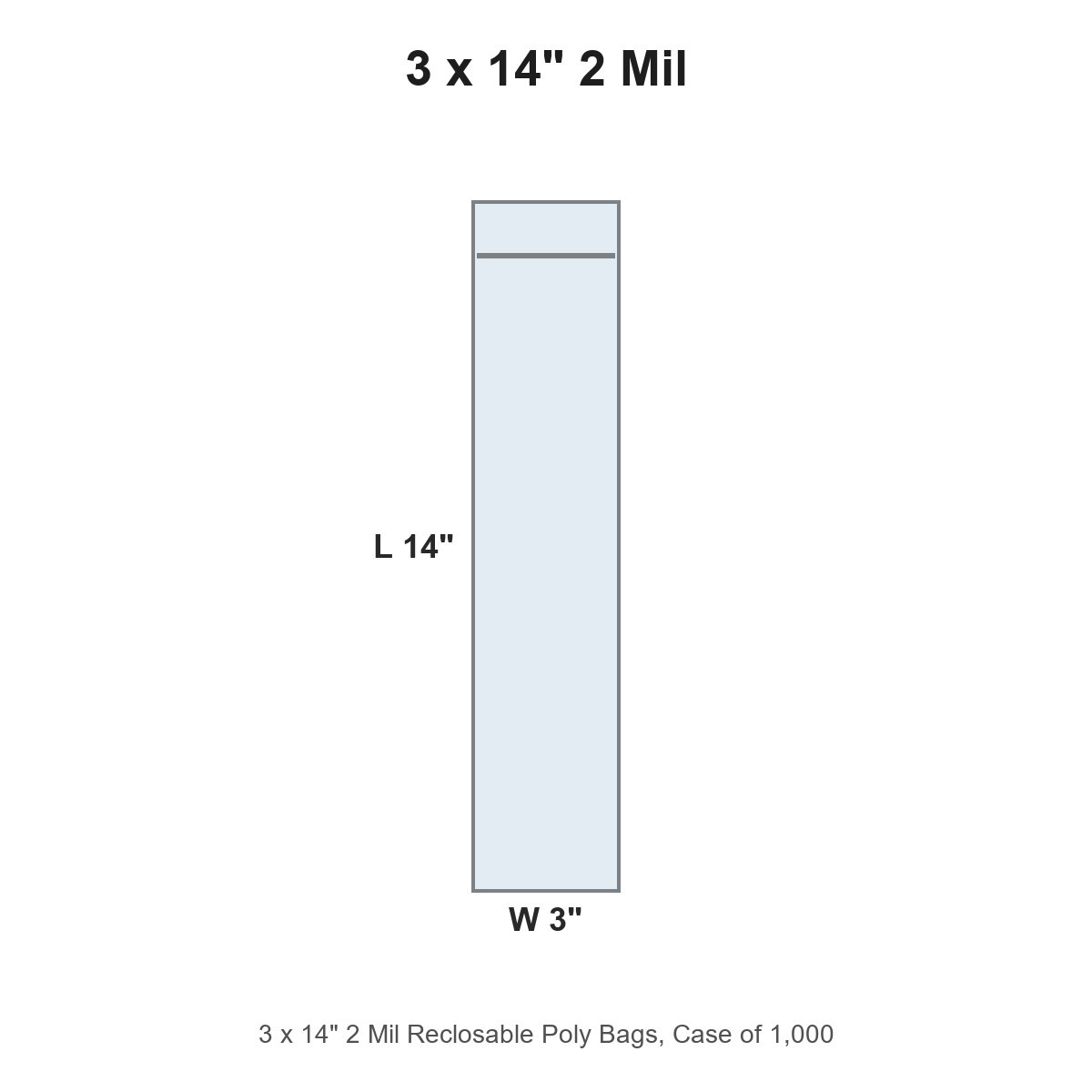 3 x 14" 2 Mil Reclosable Poly Bags
