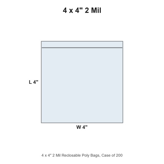 4 x 4" 2 Mil Reclosable Poly Bags