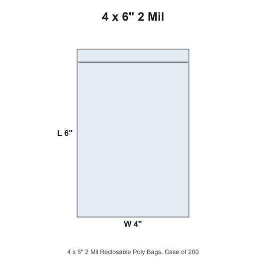 4 x 6" 2 Mil Reclosable Poly Bags