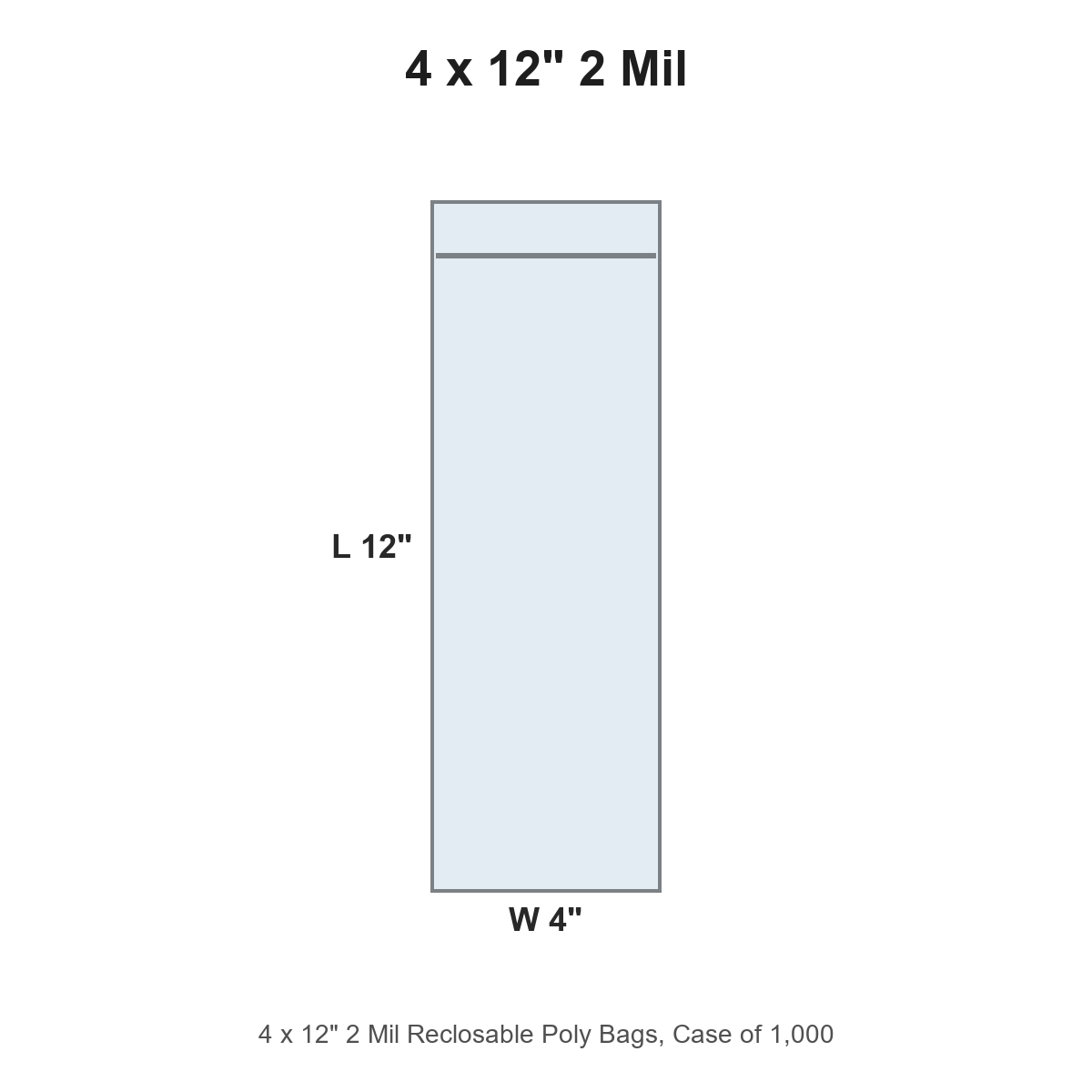 4 x 12" 2 Mil Reclosable Poly Bags