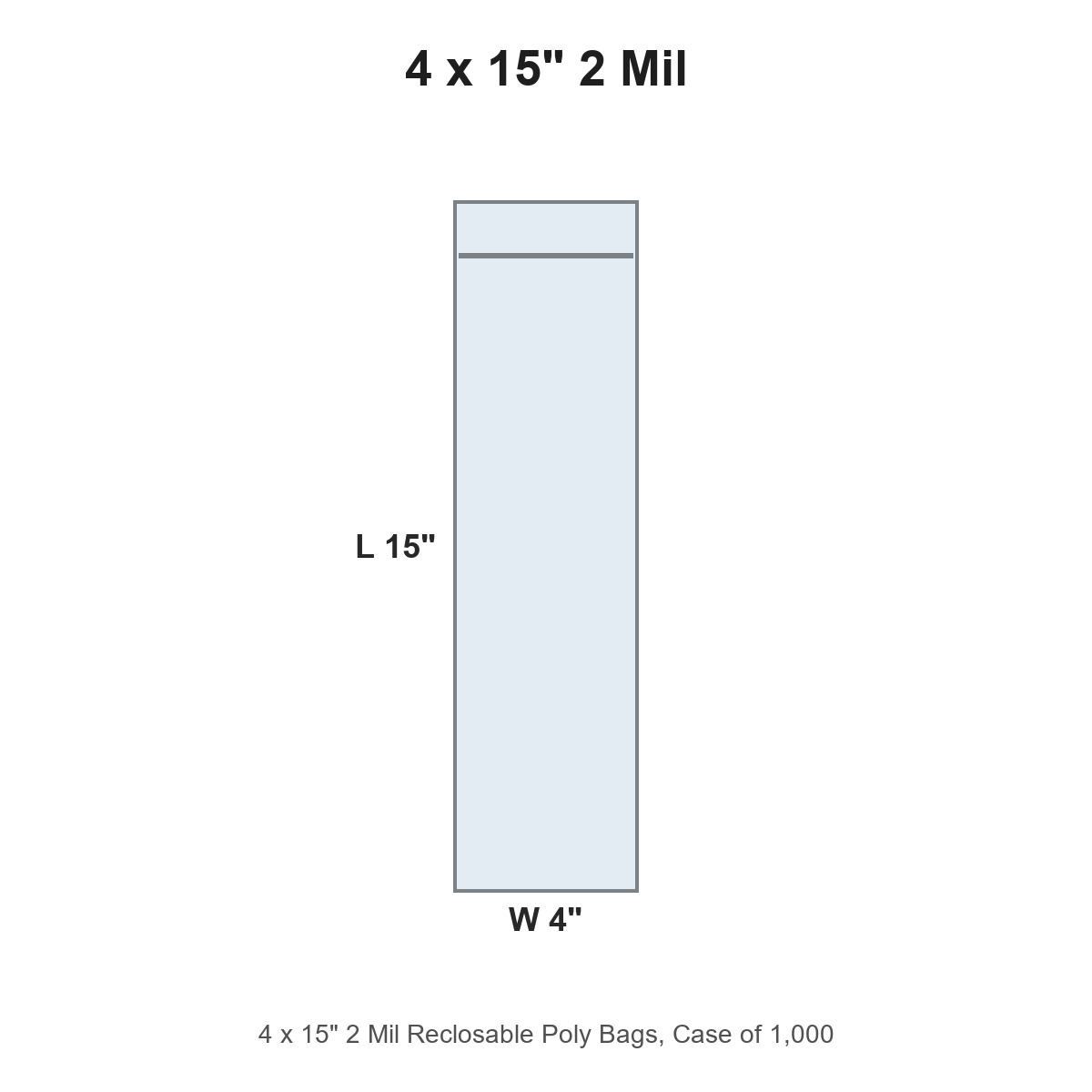4 x 15" 2 Mil Reclosable Poly Bags